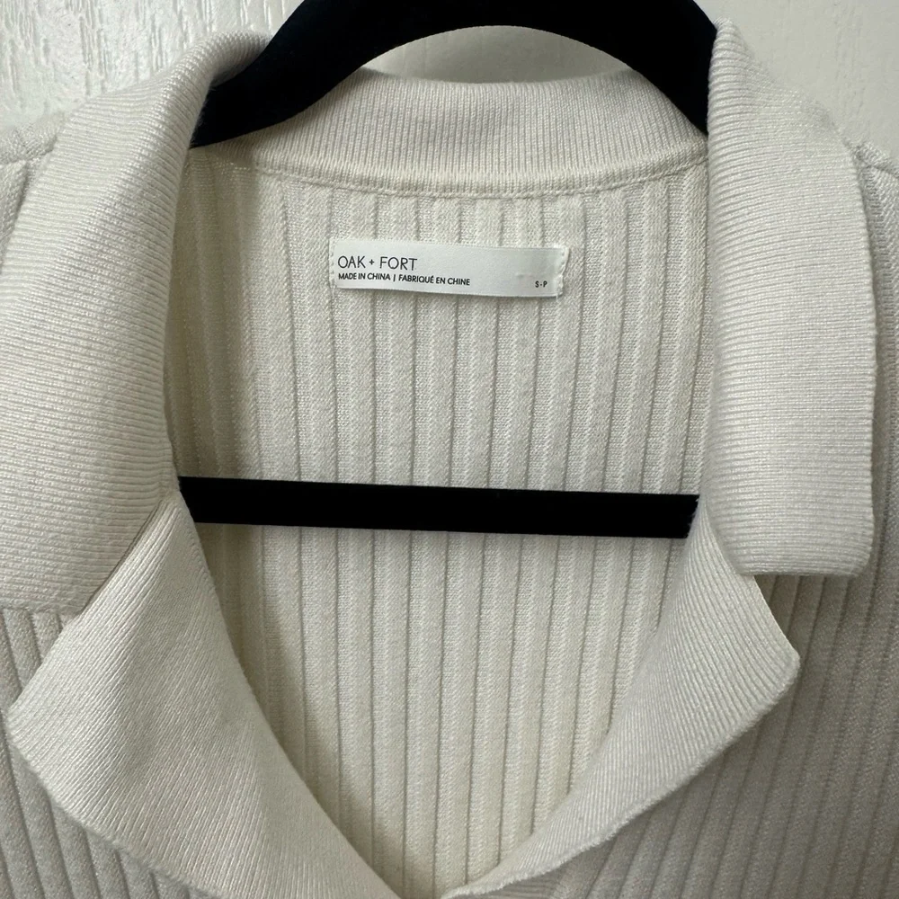 OAK + FORT Cream Ribbed Button-Down Shirt - Picture 6 of 7